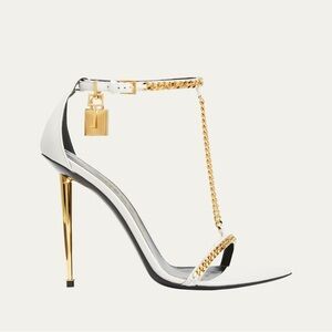 TOM FORD
Padlock T-Strap Chain Leather Sandals